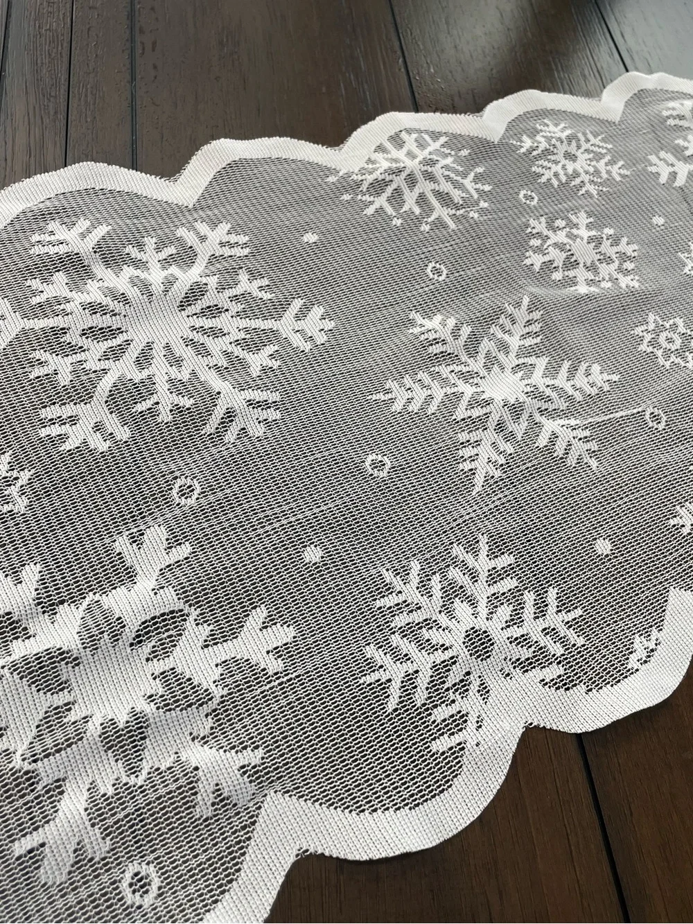 Winter Snowflake Lace Table Runner - White 13” X 72”
